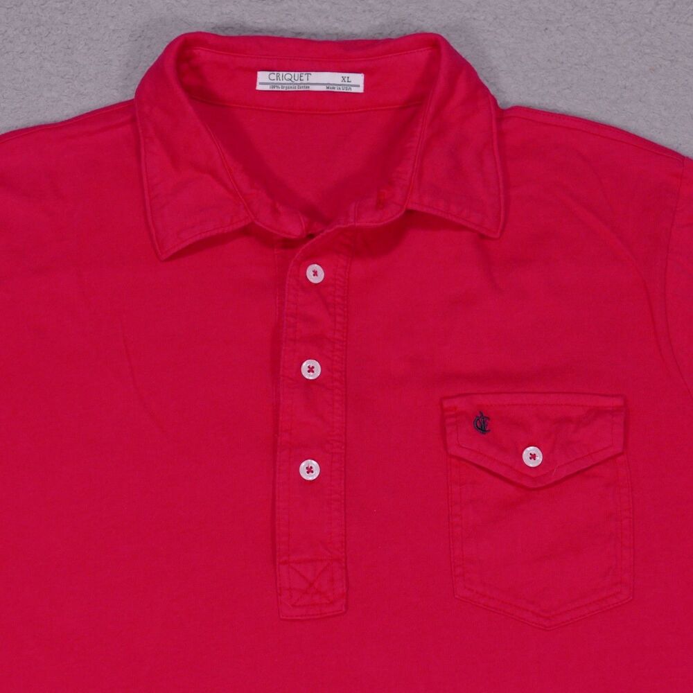 Criquet Polo Shirt Men XL Pima Organic Cotton Fuchsia Short Sleeve